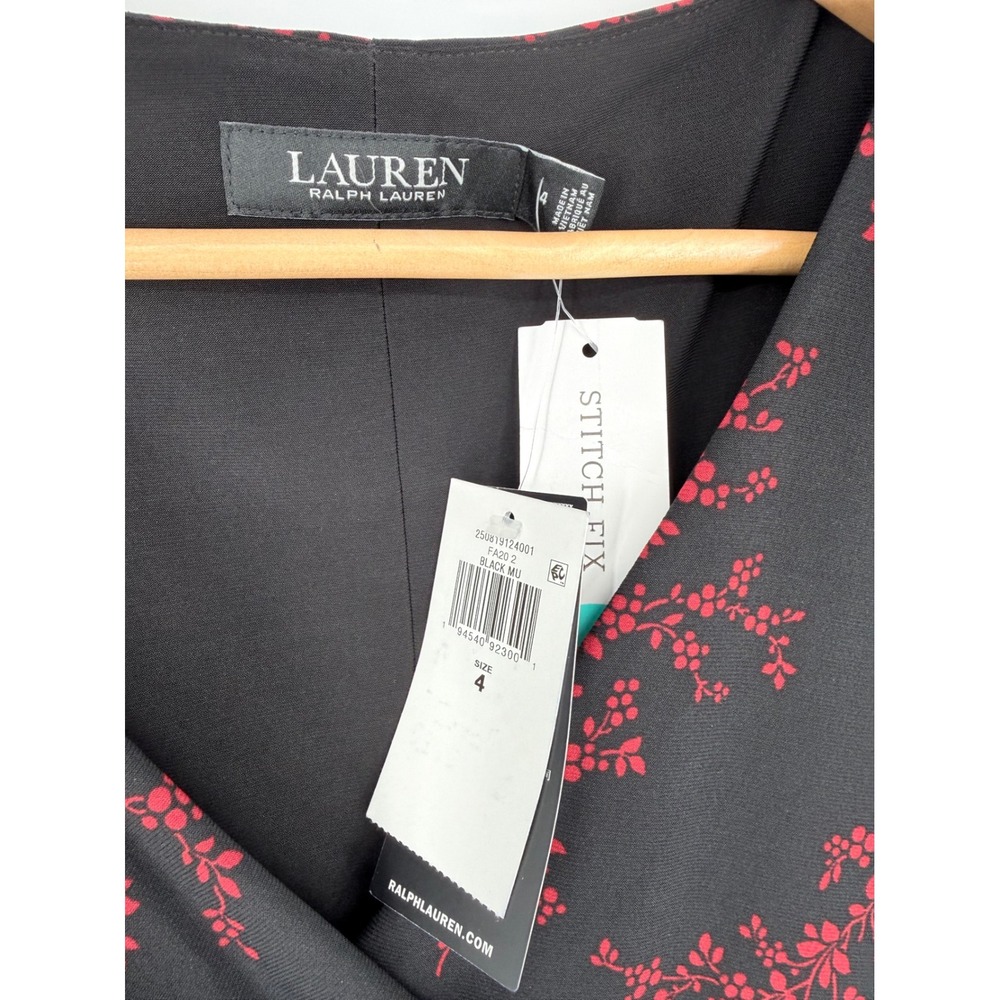 NEW Lauren Ralph Lauren Women 4 Cleora Dress Floral Faux Wrap Career Office Work - Picture 4 of 6